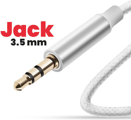 Swissten USB Type-C To 3.5mm Jack Audio Auxiliary Cable Braided Nylon Length 1.5m White