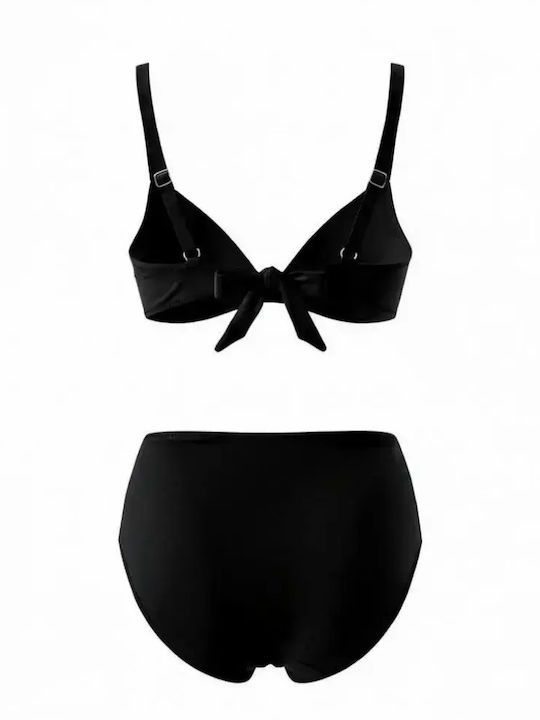 Set Bikini με Ελαφριά Ενίσχυση Ψηλόμεσο Μαύρο