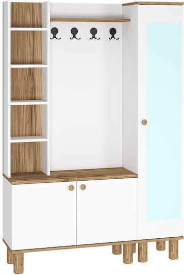 Mobilier Hol cu Oglindă și Suport pentru Pantofi Lemn Sintetic 125x35.3x185cm