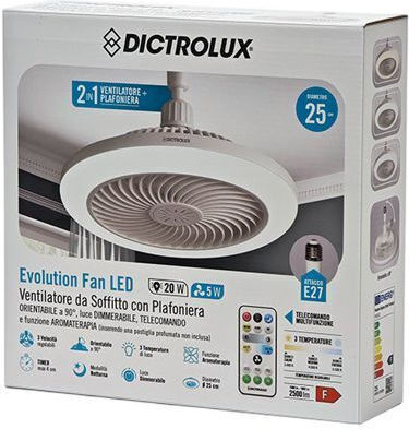 DictroLux Πλαφονιέρα 25cm με Φως Λευκή