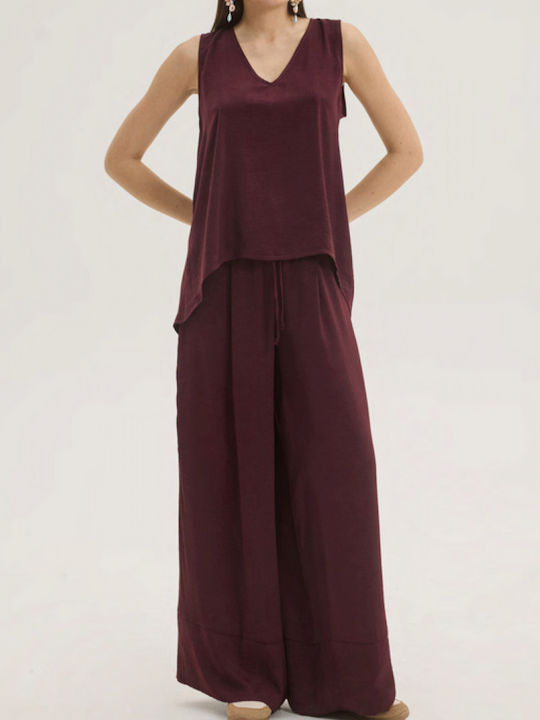 Women's Satin Pantaloons with Rubber Band Chili