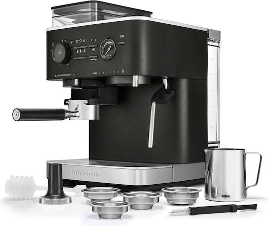 Kitchenaid KES6551 Automatic Espresso Coffee Machine Pressure 15bar for Cappuccino with Grinding Mill Cast Iron Black
