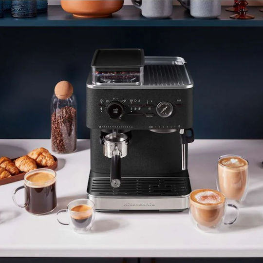 Kitchenaid KES6551 Automatic Espresso Coffee Machine Pressure 15bar for Cappuccino with Grinding Mill Cast Iron Black