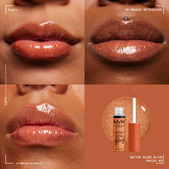NYX Professional Makeup Butter Gloss Bling! Lip Gloss 03 Pricey 8ml