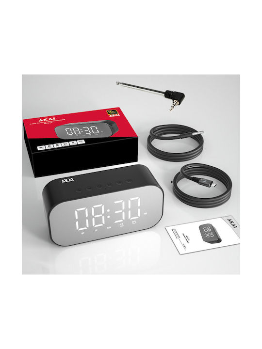 AKAI Tisch-Digitaluhr mit Wecker & Radio Black ABTS-C5