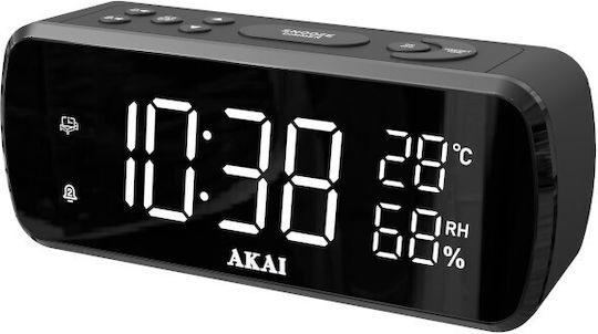AKAI Ceas De Masă Digital LED Cu Ceas Deșteptător Și Radio Negru ACR-1080