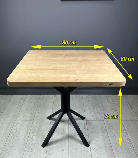 Roma Τετράγωνο Τραπεζαρίας Δρυς 80x80x73εκ.