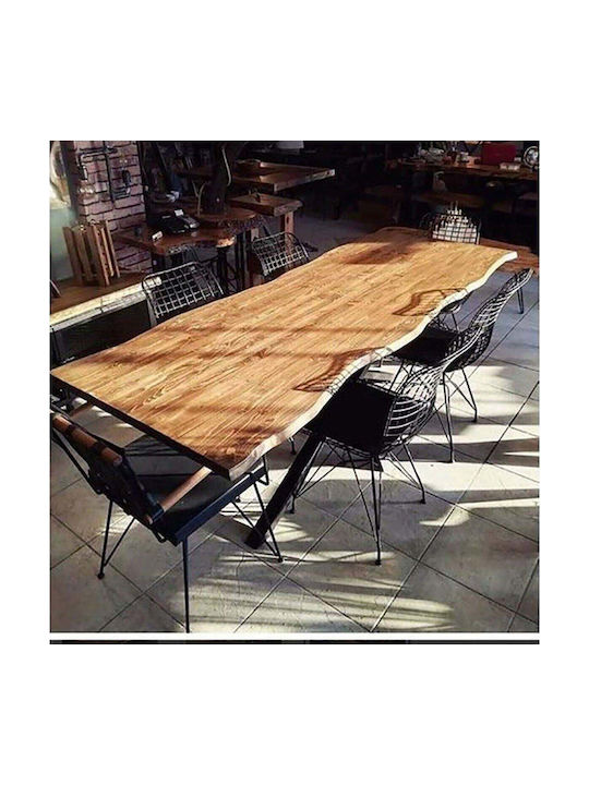 Extendable Dining Room Table Made of Solid Wood & Metal Brown 80x180cm