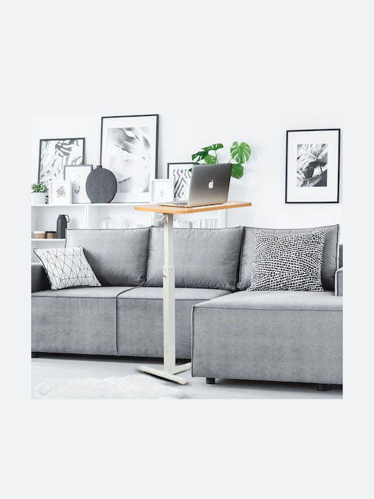 Birou Lemn Alb cu Picioare Metalice și Înălțime Reglabilă 60x38x66.5cm