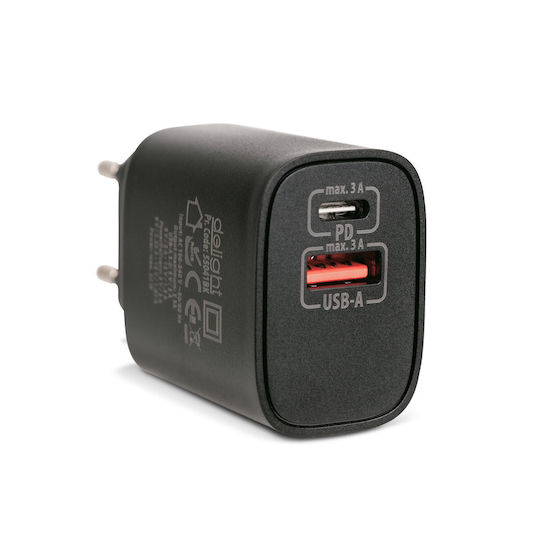 Alista Home Încărcător Fără Cablu cu Port USB-A și Port USB-C 20W Power Delivery / Quick Charge 3.0 Negru (GLB_55041BK)