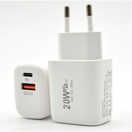 Alista Home Incarcator Fără Cablu cu Port USB-A și Port USB-C 20W Power Delivery / Quick Charge 3.0 Alb (161970)