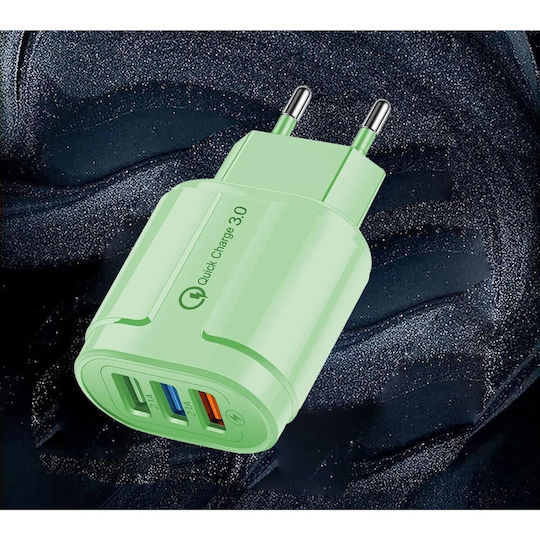 Alista Home Incarcator Fara Cablu cu 3 Porturi USB-A 18W Quick Charge 3.0 Verde (161523)