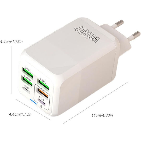 Alista Home Incarcator Fara Cablu cu 4 Porturi USB-A si 2 Porturi USB-C 150W Power Delivery Alb (136142)