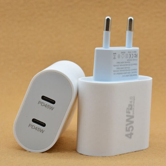 Alista Home Încărcător Fără Cablu cu 2 Porturi USB-C 45W Power Delivery Alb (161974)