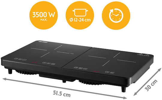 First Austria FA-5095-5 Kochplatten Herdtyp Induktion Doppel Schwarz