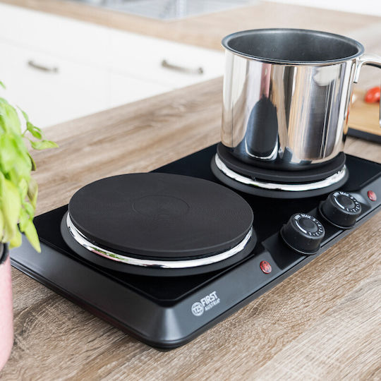 First Austria Enamel Countertop Double Burner Black