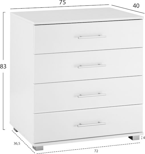 Σετ Κρεβατοκάμαρας Λευκή-υφασμα Γκρι 160x200εκ. 6τμχ