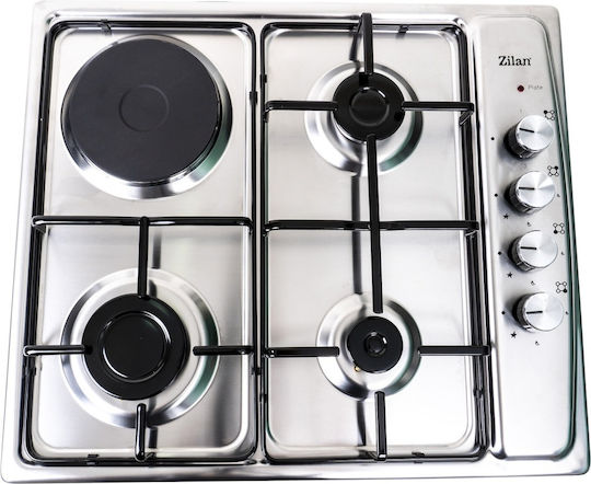 Plită Gaz Lichid și Electricitate Autonomă Inox 58x50cm Argintie