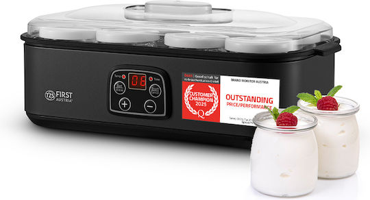 First Austria Yogurt Maker with Jars and Digital Display 1.52lt Black 25W