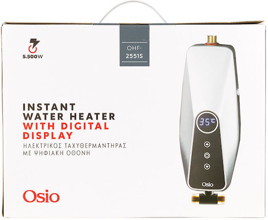 Osio Wall Mounted Electric Single-Phase Instant Water Heater for Bathroom / Kitchen 5.5kW