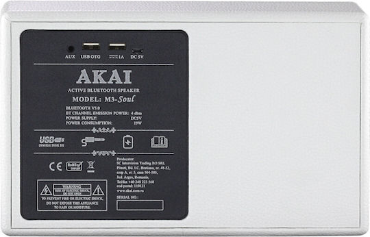 Akai Proffesional M3-Soul Bluetooth Speaker 20W with Battery Life up to 15 hours White