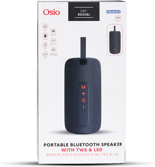 Osio Bluetooth Speaker 16W with Radio and Battery Life up to 4 hours Black OBT-8000BL