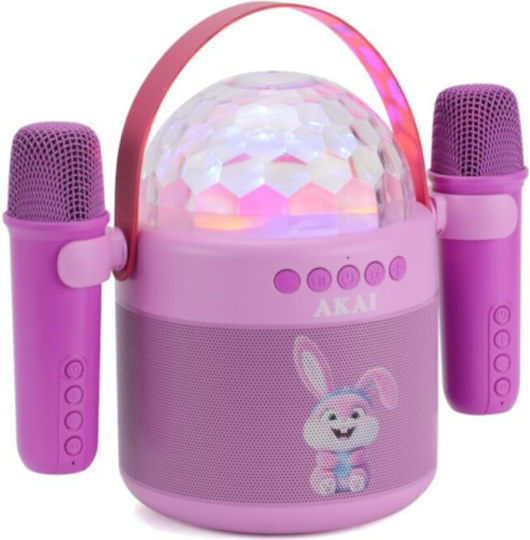 Akai Proffesional Ηχείο Karaoke με Ασύρματα Μικρόφωνα και Εφέ Φωτισμού JoyBox Kids 110583-0038 Ροζ