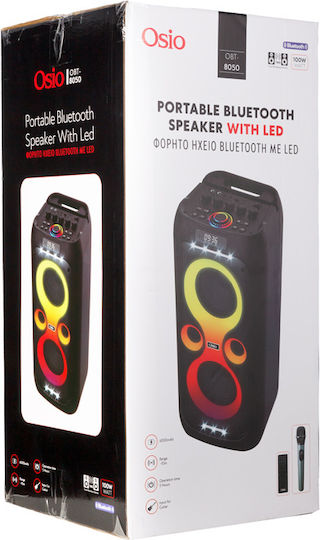 Osio Boxă Karaoke cu Microfon Fără Fir și Efecte de Iluminare OBT-8050 OBT-8050 Negru