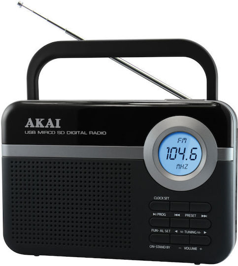 Akai Proffesional PR006A-471U Retro Φορητό Ραδιόφωνο Ρεύματος / Μπαταρίας με USB Μαύρο
