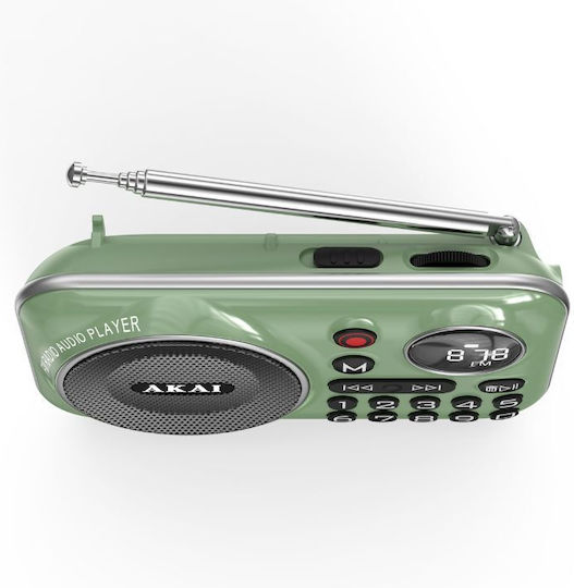 Akai Proffesional 110583-0023 Mini Radio Rechargeable with Bluetooth and USB Green