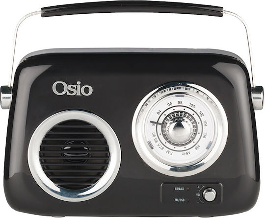 Osio OPR-3040B Retro Φορητό Ραδιόφωνο Επαναφορτιζόμενο με Bluetooth και USB Μαύρο