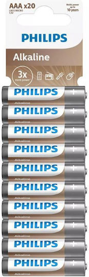 Philips Alkaline Batteries AAA 1.5V 20pcs