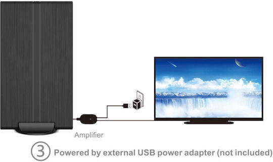 Osio OTA-3035 Indoor TV Antenna (Requires Power Supply) Black