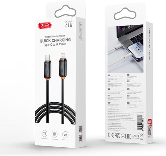 XO Regular la Cablu Lightning 27W Negru 1m