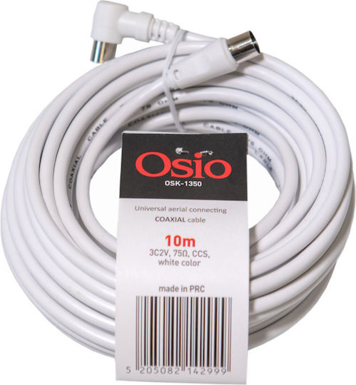 Osio Antenna Cable Coax male - Coax female White 10m (OSK-1350) 1pcs
