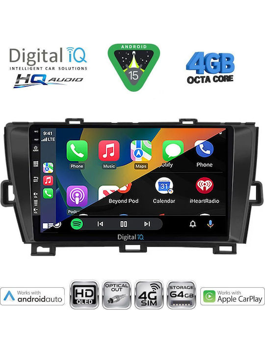 Digital IQ Car Audio System for Toyota Prius 2009-2015 Bluetooth USB WiFi GPS Apple CarPlay Android Auto with 9" Touch Screen
