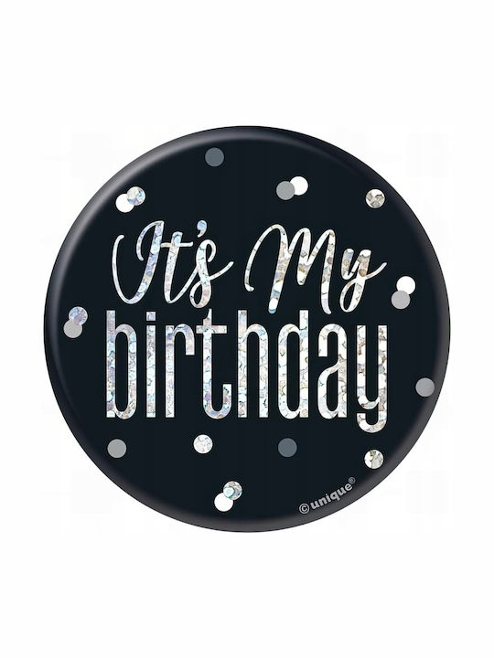 Metal Pin Brooch It's My Birthday Black Shiny