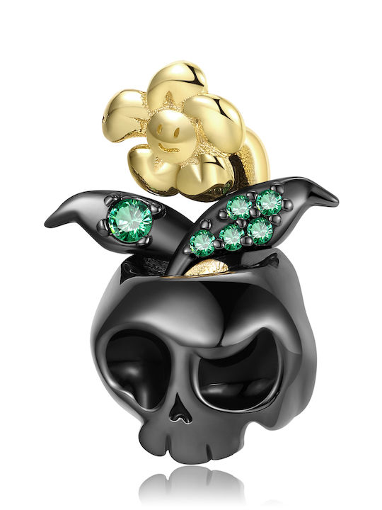 Pandora Charm Floare din Argint cu Zirconiu Negru