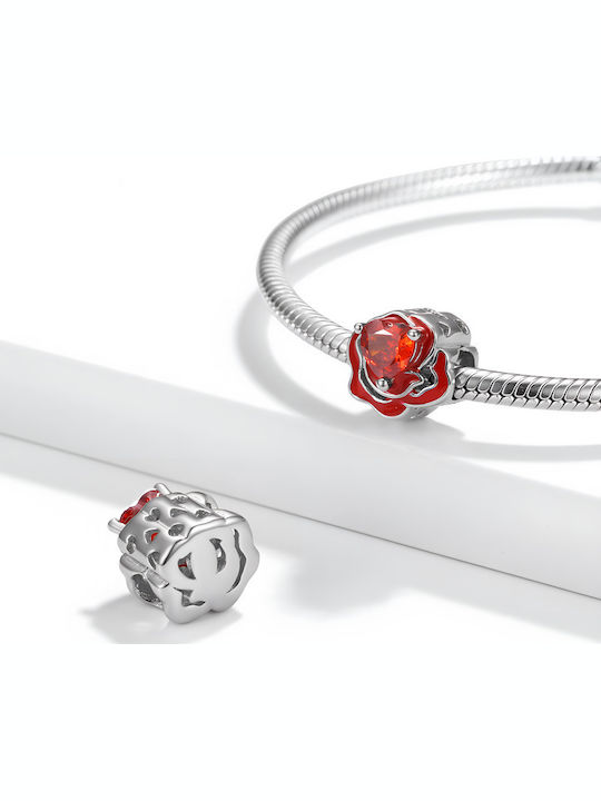 Pandora Charm Inimă din Argint cu Zircon Roz