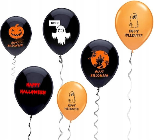 Composition with 62 Black Halloween Balloons