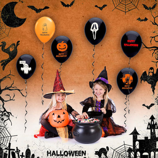 Set 7 Halloween Latex Luftballons Schwarze 40cm