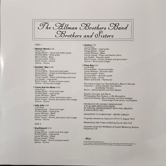 Allman Brothers Band Brothers Sisters Vinyl