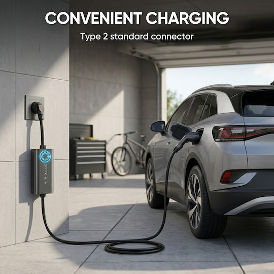 Junsun Portable Single Phase Charger 3.5kW with Built-in Cable 8m Type 2
