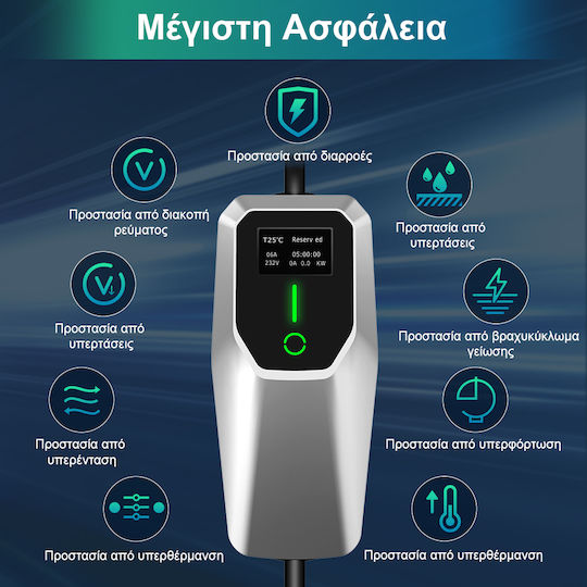 Junsun Преносим Трифазен Зарядни Устройства За Електрически Автомобили 22kW С Вграден Кабел 5м Тип 2
