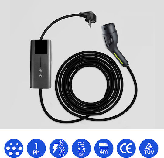 Junsun Portable Single Phase Charger 3.5kW with Built-in Cable 4m Type 2