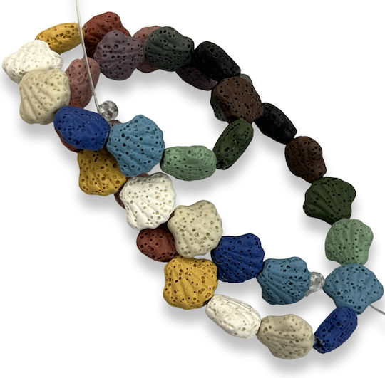 Natural Lava Shell Multicolour Beads 14x12mm – Hole 1.5mm – Length 40cm 34 Pieces