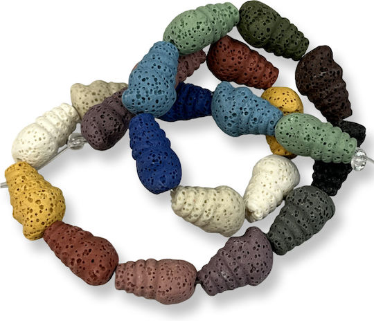 Natural Lava Shell Multicolour 20x12mm – Hole 1.5mm – Length 40cm 22 Pieces