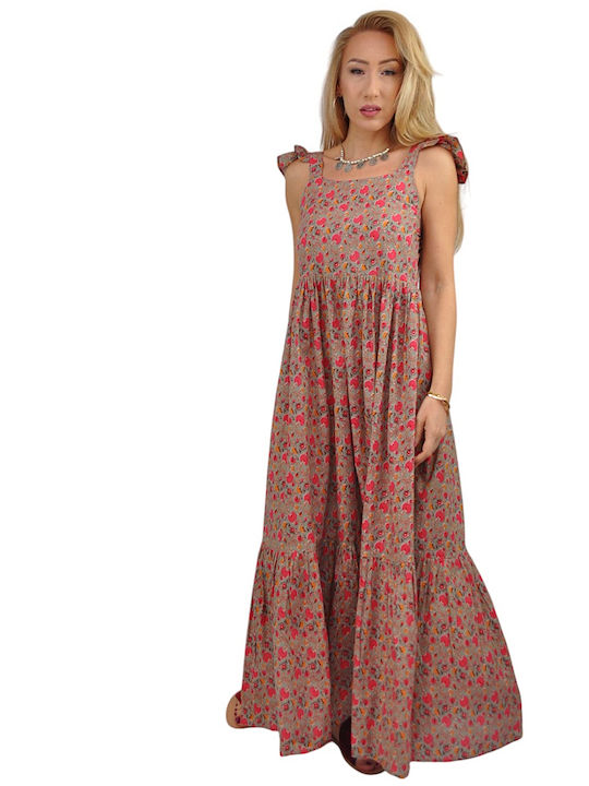 Summer Maxi Dress with Ruffles Floral