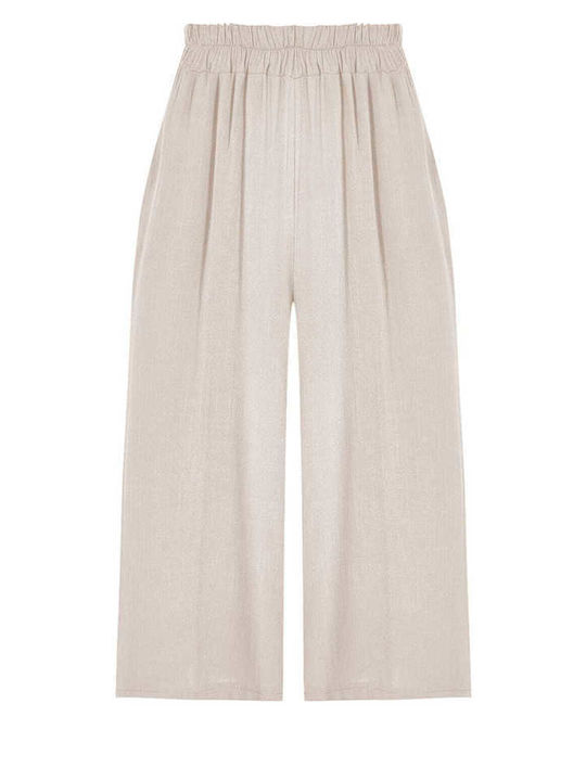 Celestino Zip-Culottes Einfarbige Viskose Loose Fit Beige