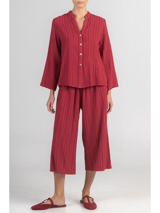 Women's Cotton Pantaloons in Loose Fit Bordeaux